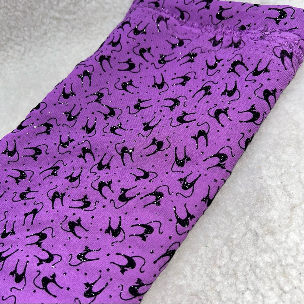 Halloween Fabric sheer purple glittery diamond scaredy cat 56" x 46"